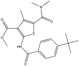 methyl 2-[(4-tert-butylbenzoyl)amino]-5-(dimethylcarbamoyl)-4-methylthiophene-3-carboxylate Struktur