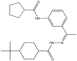 4-tert-butyl-N-[(Z)-1-[3-(cyclopentanecarbonylamino)phenyl]ethylideneamino]cyclohexane-1-carboxamide Struktur