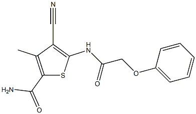 4-cyano-3-methyl-5-[(2-phenoxyacetyl)amino]thiophene-2-carboxamide Struktur