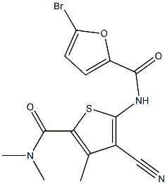 5-bromo-N-[3-cyano-5-(dimethylcarbamoyl)-4-methylthiophen-2-yl]furan-2-carboxamide Struktur