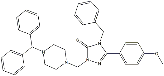 2-[(4-benzhydrylpiperazin-1-yl)methyl]-4-benzyl-5-(4-methoxyphenyl)-1,2,4-triazole-3-thione Struktur