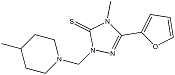 5-(furan-2-yl)-4-methyl-2-[(4-methylpiperidin-1-yl)methyl]-1,2,4-triazole-3-thione Struktur