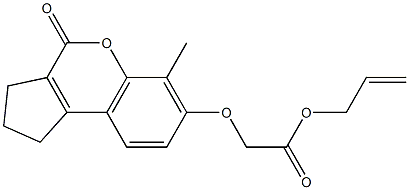 prop-2-enyl 2-[(6-methyl-4-oxo-2,3-dihydro-1H-cyclopenta[c]chromen-7-yl)oxy]acetate Struktur