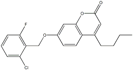 4-butyl-7-[(2-chloro-6-fluorophenyl)methoxy]chromen-2-one Struktur