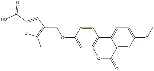 4-[(8-methoxy-6-oxobenzo[c]chromen-3-yl)oxymethyl]-5-methylfuran-2-carboxylic acid Struktur