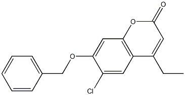 6-chloro-4-ethyl-7-phenylmethoxychromen-2-one Struktur