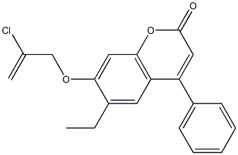 7-(2-chloroprop-2-enoxy)-6-ethyl-4-phenylchromen-2-one Struktur