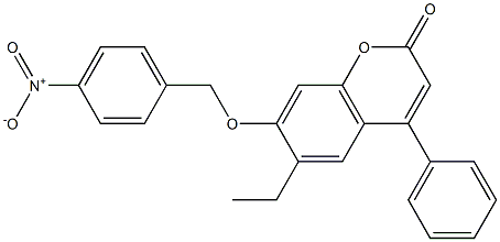 6-ethyl-7-[(4-nitrophenyl)methoxy]-4-phenylchromen-2-one Struktur