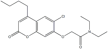 2-(4-butyl-6-chloro-2-oxochromen-7-yl)oxy-N,N-diethylacetamide Struktur