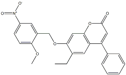 6-ethyl-7-[(2-methoxy-5-nitrophenyl)methoxy]-4-phenylchromen-2-one Struktur