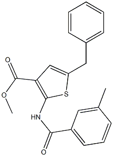 methyl 5-benzyl-2-[(3-methylbenzoyl)amino]thiophene-3-carboxylate Struktur