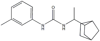 1-[1-(3-bicyclo[2.2.1]heptanyl)ethyl]-3-(3-methylphenyl)urea Struktur