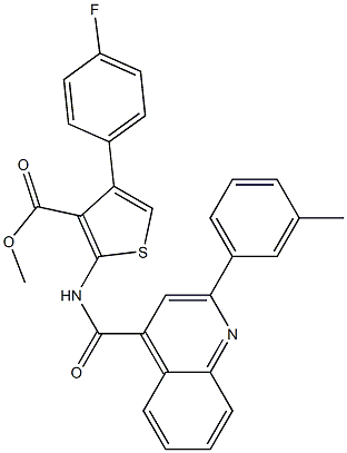 methyl 4-(4-fluorophenyl)-2-[[2-(3-methylphenyl)quinoline-4-carbonyl]amino]thiophene-3-carboxylate Struktur