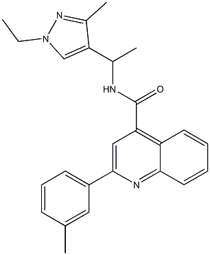 N-[1-(1-ethyl-3-methylpyrazol-4-yl)ethyl]-2-(3-methylphenyl)quinoline-4-carboxamide Struktur