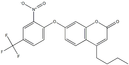 4-butyl-7-[2-nitro-4-(trifluoromethyl)phenoxy]chromen-2-one Struktur