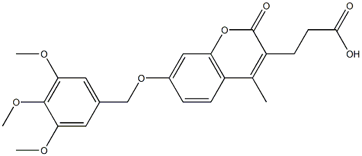 3-[4-methyl-2-oxo-7-[(3,4,5-trimethoxyphenyl)methoxy]chromen-3-yl]propanoic acid Struktur