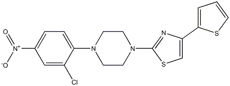 2-[4-(2-chloro-4-nitrophenyl)piperazin-1-yl]-4-thiophen-2-yl-1,3-thiazole Struktur