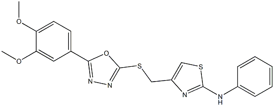 4-[[5-(3,4-dimethoxyphenyl)-1,3,4-oxadiazol-2-yl]sulfanylmethyl]-N-phenyl-1,3-thiazol-2-amine Struktur