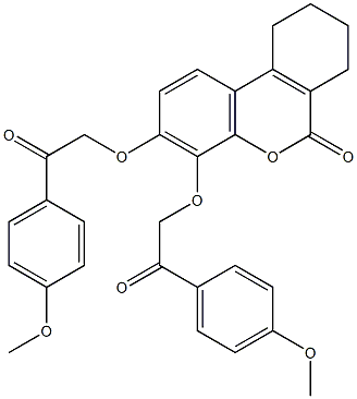 3,4-bis[2-(4-methoxyphenyl)-2-oxoethoxy]-7,8,9,10-tetrahydrobenzo[c]chromen-6-one Struktur