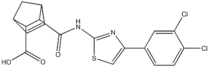 2-[[4-(3,4-dichlorophenyl)-1,3-thiazol-2-yl]carbamoyl]bicyclo[2.2.1]hept-5-ene-3-carboxylic acid Struktur