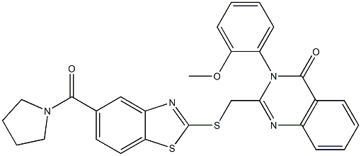 3-(2-methoxyphenyl)-2-[[5-(pyrrolidine-1-carbonyl)-1,3-benzothiazol-2-yl]sulfanylmethyl]quinazolin-4-one Struktur