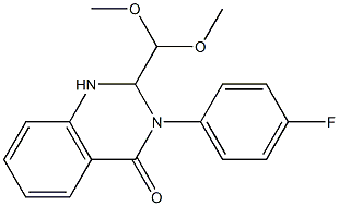 2-(dimethoxymethyl)-3-(4-fluorophenyl)-1,2-dihydroquinazolin-4-one Struktur