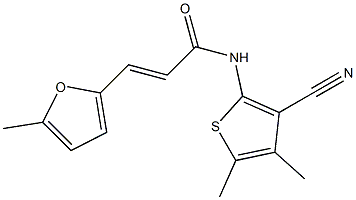 (E)-N-(3-cyano-4,5-dimethylthiophen-2-yl)-3-(5-methylfuran-2-yl)prop-2-enamide Struktur