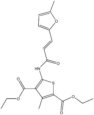 diethyl 3-methyl-5-[[(E)-3-(5-methylfuran-2-yl)prop-2-enoyl]amino]thiophene-2,4-dicarboxylate Struktur