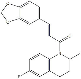 (E)-3-(1,3-benzodioxol-5-yl)-1-(6-fluoro-2-methyl-3,4-dihydro-2H-quinolin-1-yl)prop-2-en-1-one Struktur