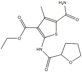 ethyl 5-carbamoyl-4-methyl-2-(oxolane-2-carbonylamino)thiophene-3-carboxylate Struktur