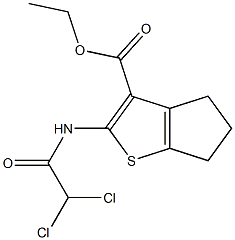 ethyl 2-[(2,2-dichloroacetyl)amino]-5,6-dihydro-4H-cyclopenta[b]thiophene-3-carboxylate Struktur