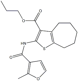 propyl 2-[(2-methylfuran-3-carbonyl)amino]-5,6,7,8-tetrahydro-4H-cyclohepta[b]thiophene-3-carboxylate Struktur