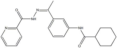 N-[(Z)-1-[3-(cyclohexanecarbonylamino)phenyl]ethylideneamino]pyridine-2-carboxamide Struktur