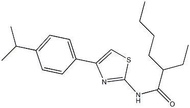 2-ethyl-N-[4-(4-propan-2-ylphenyl)-1,3-thiazol-2-yl]hexanamide Struktur