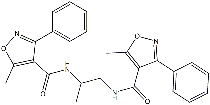 5-methyl-N-[2-[(5-methyl-3-phenyl-1,2-oxazole-4-carbonyl)amino]propyl]-3-phenyl-1,2-oxazole-4-carboxamide Struktur