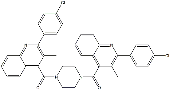 [4-[2-(4-chlorophenyl)-3-methylquinoline-4-carbonyl]piperazin-1-yl]-[2-(4-chlorophenyl)-3-methylquinolin-4-yl]methanone Struktur