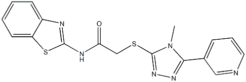 N-(1,3-benzothiazol-2-yl)-2-[(4-methyl-5-pyridin-3-yl-1,2,4-triazol-3-yl)sulfanyl]acetamide Struktur