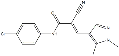 (E)-N-(4-chlorophenyl)-2-cyano-3-(1,5-dimethylpyrazol-4-yl)prop-2-enamide Struktur