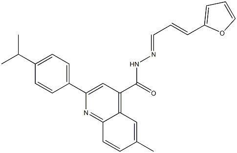 N-[(E)-[(E)-3-(furan-2-yl)prop-2-enylidene]amino]-6-methyl-2-(4-propan-2-ylphenyl)quinoline-4-carboxamide Struktur