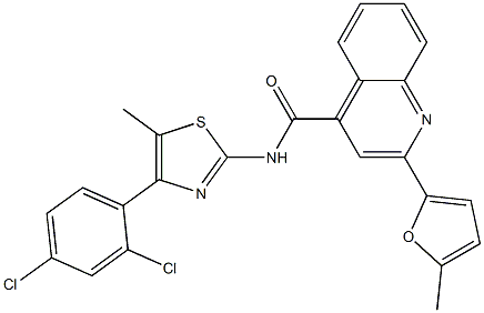 N-[4-(2,4-dichlorophenyl)-5-methyl-1,3-thiazol-2-yl]-2-(5-methylfuran-2-yl)quinoline-4-carboxamide Struktur