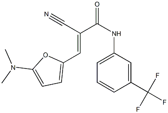 (E)-2-cyano-3-[5-(dimethylamino)furan-2-yl]-N-[3-(trifluoromethyl)phenyl]prop-2-enamide Struktur