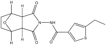 N-(1,3-dioxo-3a,4,5,6,7,7a-hexahydro-octahydro-1H-4,7-epoxyisoindol-2-yl)-5-ethylthiophene-3-carboxamide Struktur