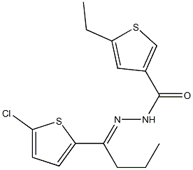 N-[(E)-1-(5-chlorothiophen-2-yl)butylideneamino]-5-ethylthiophene-3-carboxamide Struktur