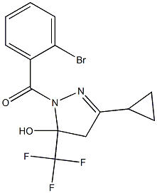 (2-bromophenyl)-[3-cyclopropyl-5-hydroxy-5-(trifluoromethyl)-4H-pyrazol-1-yl]methanone Struktur