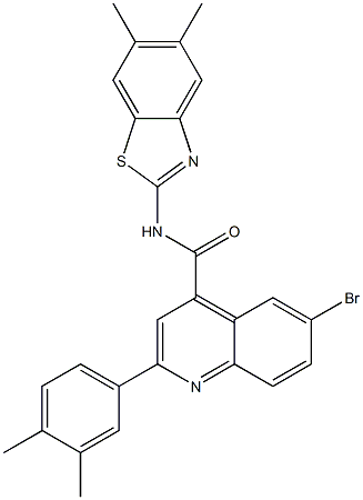 6-bromo-N-(5,6-dimethyl-1,3-benzothiazol-2-yl)-2-(3,4-dimethylphenyl)quinoline-4-carboxamide Struktur