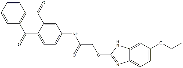 N-(9,10-dioxoanthracen-2-yl)-2-[(6-ethoxy-1H-benzimidazol-2-yl)sulfanyl]acetamide Struktur