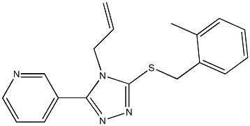 3-[5-[(2-methylphenyl)methylsulfanyl]-4-prop-2-enyl-1,2,4-triazol-3-yl]pyridine Struktur