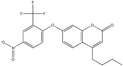 4-butyl-7-[4-nitro-2-(trifluoromethyl)phenoxy]chromen-2-one Struktur