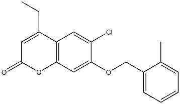 6-chloro-4-ethyl-7-[(2-methylphenyl)methoxy]chromen-2-one Struktur