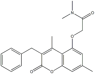 2-(3-benzyl-4,7-dimethyl-2-oxochromen-5-yl)oxy-N,N-dimethylacetamide Struktur